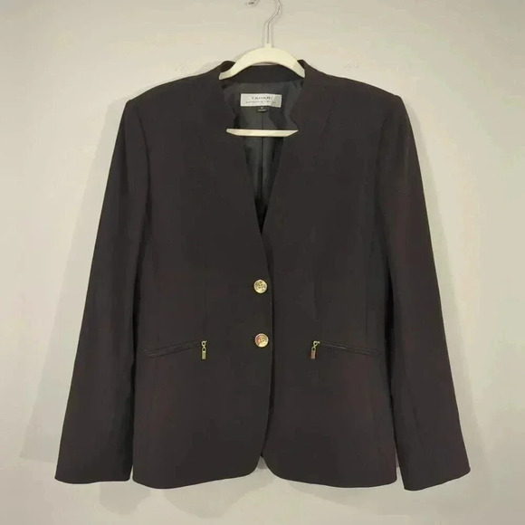 Tahari Arthur S.‎ Levine Black Blazer Jacket Women’s Size 10 - Picture 1 of 11